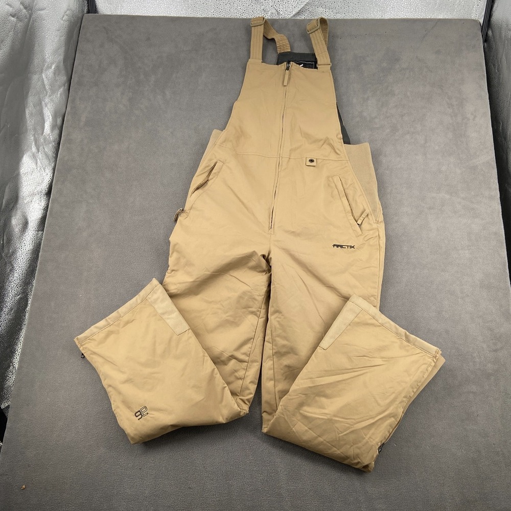 Arctix Essential Insulated Bib Overalls Mens Medium Beige Straight Leg Ankle Zip
